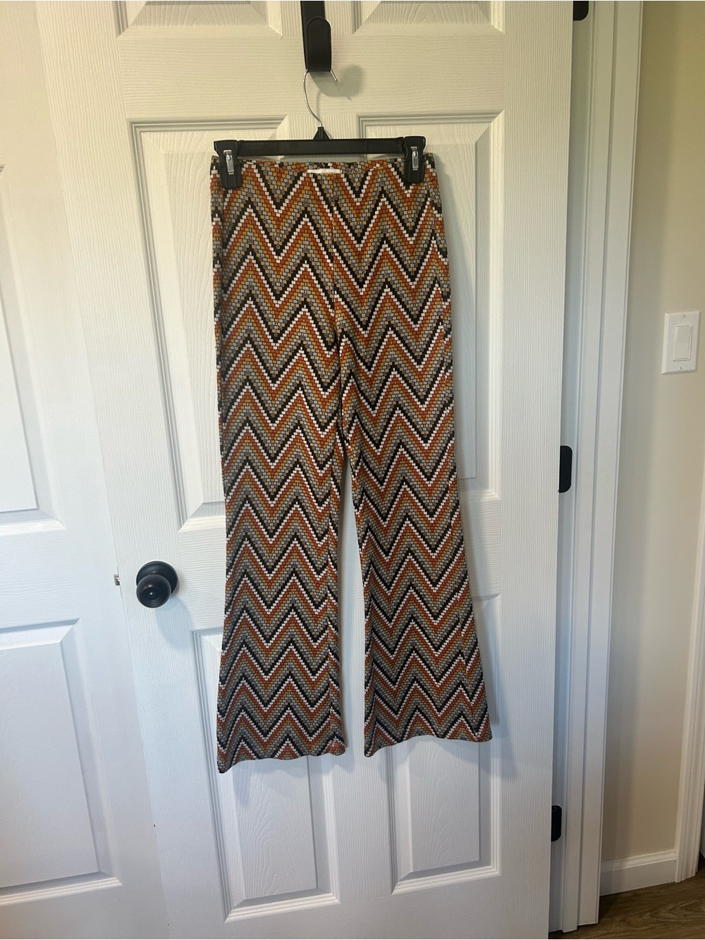 Urban Outfitters Zigzag Chevron Wide-Leg Pants - Brown, Orange, Cream
